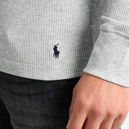 Polo Ralph Lauren - Maglietta manica lunga con logo ricamato grigio erica