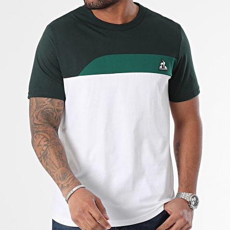 Le Coq Sportif - Tee Shirt Col Rond 2410194 Blanc Vert