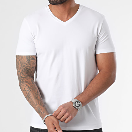 HUGO - Lote de 2 camisetas con cuello en V de HUGO 50325417 Negro Blanco