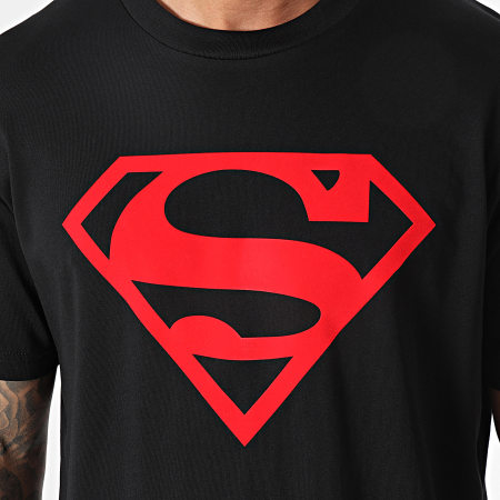 DC Comics - Maglietta oversize con logo Superman Nero Rosso