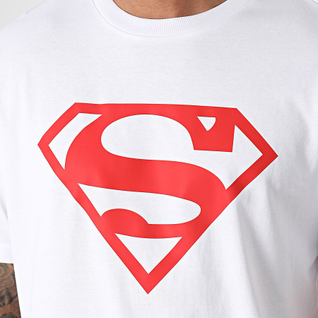 DC Comics - Maglietta oversize con logo Superman Bianco Rosso