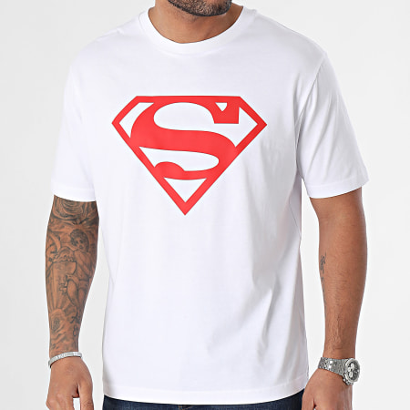 DC Comics - Tee Shirt Oversize Superman Logo Blanc Rouge