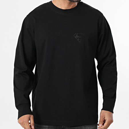 Superman - Tee Shirt Manches Longues Relaxed Superman Logo Carbon Noir