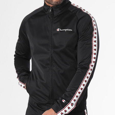 Champion - Conjunto de chaqueta negra con cremallera y pantalón de chándal 219784