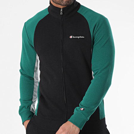 Champion - Conjunto de chaqueta con cremallera y pantalón de jogging 219944 Negro Verde Gris Heather