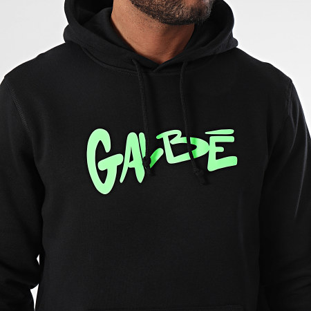 MC Jean Gab'1 - Felpa con cappuccio nero verde fluorescente