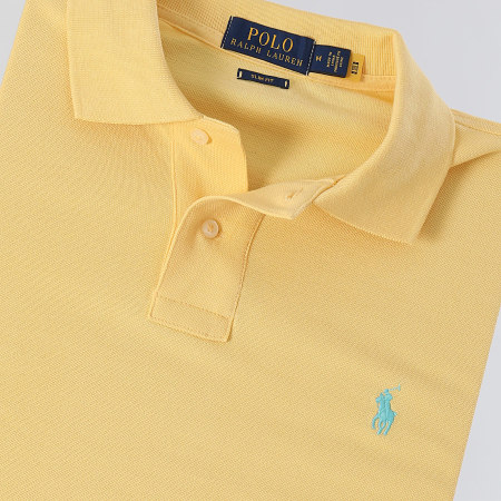 Polo Ralph Lauren - Polo Manches Courtes Slim Coton Piqué Jaune