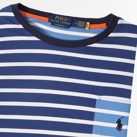 Polo Ralph Lauren - Tee Shirt Poche Original Player Bleu Roi Bleu Clair Rouge Vert