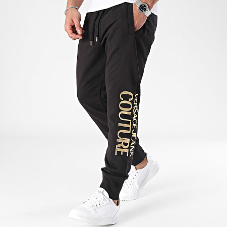 Versace Jeans Couture - Thick Foil 76GAAT00-CF01T Logo Pantalones Jogging Negro Oro