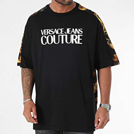 Versace Jeans Couture - Camiseta Cont Wcolor Logo 76GAH613-JS287 Negro Oro Renacimiento