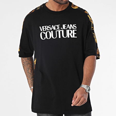 Versace Jeans Couture - Tee Shirt Cont Wcolor Logo 76GAH613-JS287 Noir Doré Renaissance