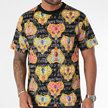 Versace Jeans Couture - Camiseta All Over 76GAH6R0-JS338 Negro Oro