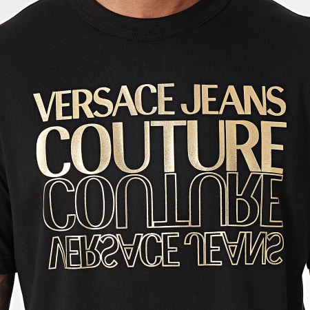 Versace Jeans Couture - Tee Shirt Upsidedown Gold 76GAHT10-CJ00T Noir Doré
