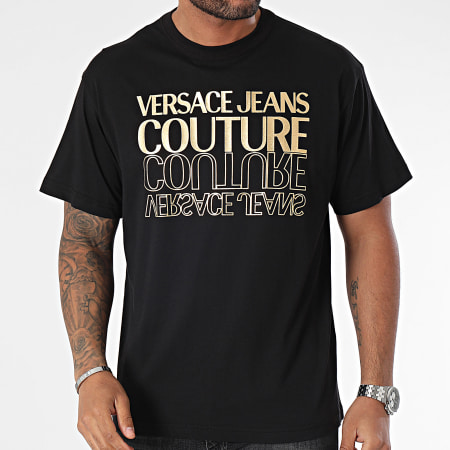 Versace Jeans Couture - Tee Shirt Upsidedown Gold 76GAHT10-CJ00T Noir Doré