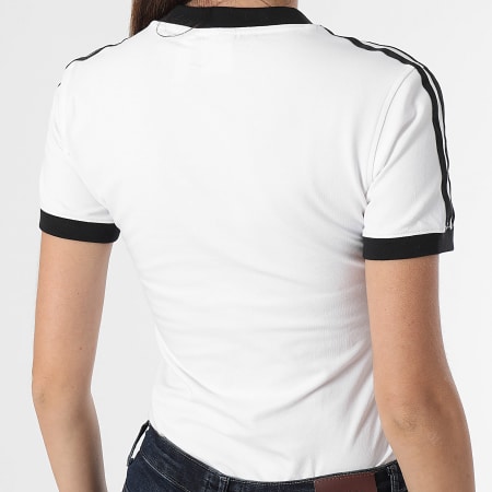 Adidas Originals - Tee Shirt Col V A Bandes Femme 3 Stripes IR8114 Blanc