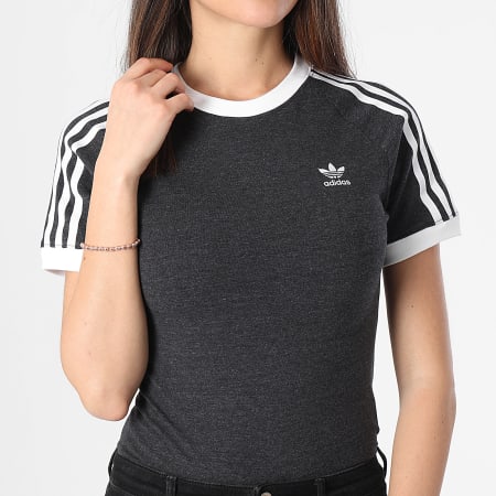Adidas Originals - Camiseta 3 Rayas Mujer IU2429 Heather Black