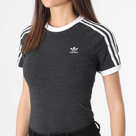 Adidas Originals - Camiseta 3 Rayas Mujer IU2429 Heather Black