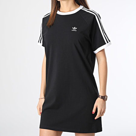 Adidas Originals - Robe Tee Shirt A Bandes Femme 3 Stripes IU2534 Noir