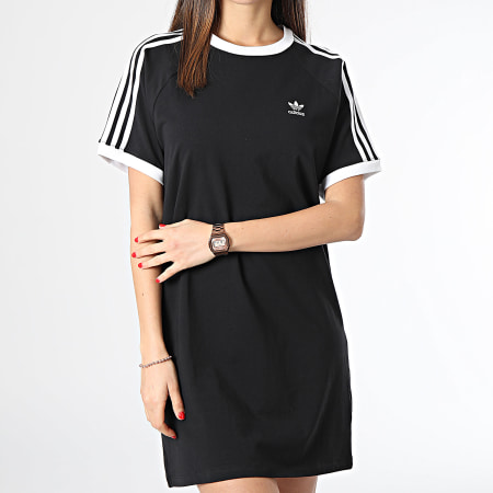 Adidas Originals - Robe Tee Shirt A Bandes Femme 3 Stripes IU2534 Noir