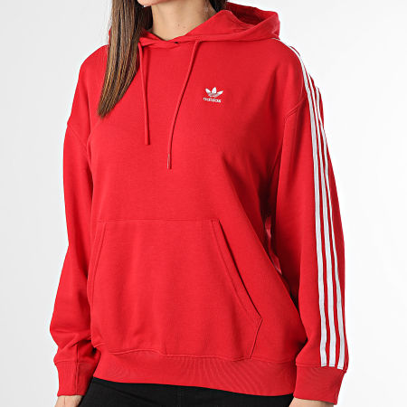 Adidas Originals - Felpa con cappuccio donna a 3 strisce IN8397 Rosso