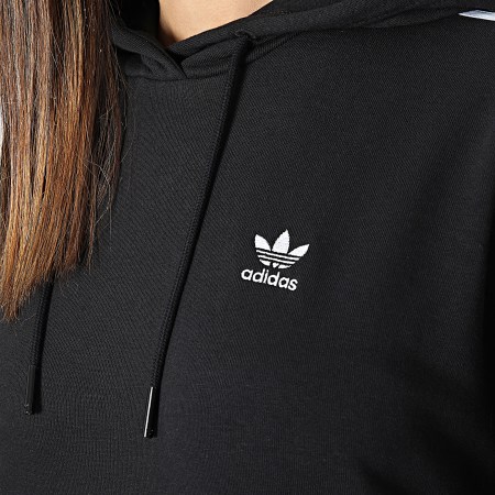 Adidas Originals - Sweat Capuche Oversize A Bandes Femme 3 Stripes IU2418 Noir
