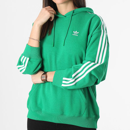 Adidas Originals - Sweat Capuche Oversize A Bandes Femme 3 Stripes IN8398 Vert