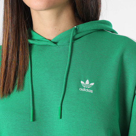 Adidas Originals - Sudadera con capucha oversize 3 rayas para mujer IN8398 Verde