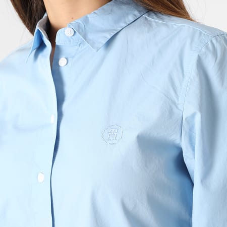Tommy Hilfiger - Camicia donna Essential Regular a maniche lunghe 0543 Azzurro