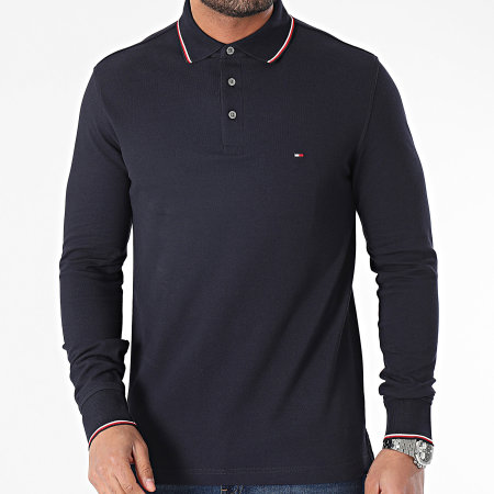 Tommy Hilfiger - Polo Manches Longues Tipped Slim 9543 Bleu Marine