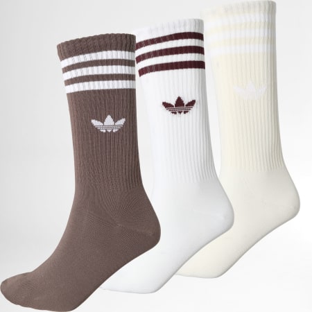 Adidas Originals - Lote de 3 pares de calcetines IU2654 Blanco Beige Marrón