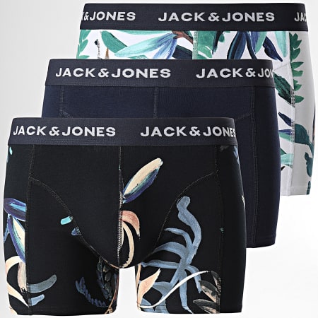 Jack And Jones - Set di 3 boxer Louis Blanc blu navy nero