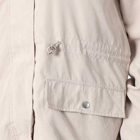 Only - Parka con capucha Newhazel Shine Beige, Mujer