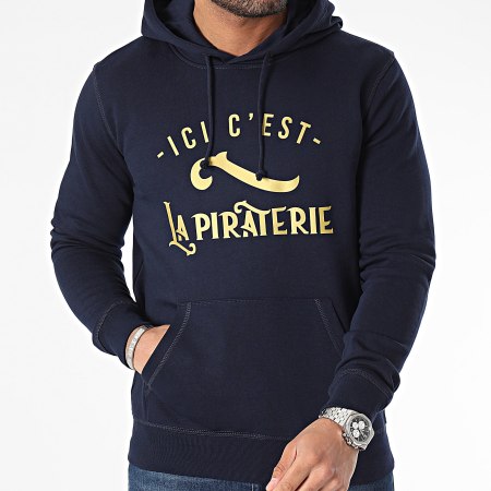 La Piraterie - Ici C'est La Piraterie Felpa con cappuccio blu navy oro