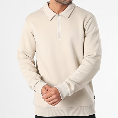 Only And Sons - Sweat Col Zippé Ceres Beige