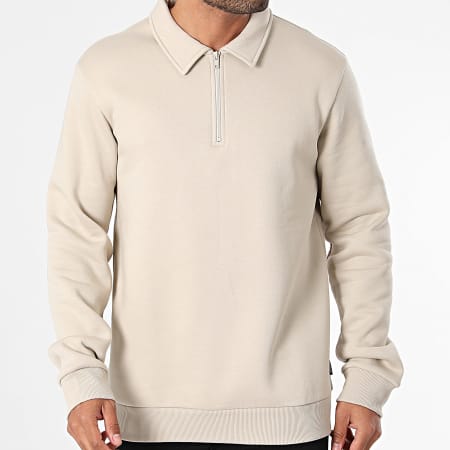 Only And Sons - Sweat Col Zippé Ceres Beige