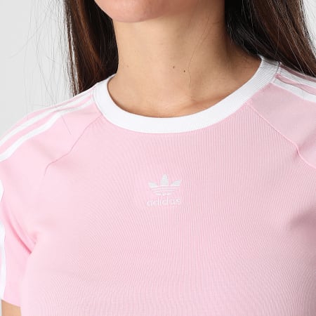 Adidas Originals - Tee Shirt Crop Femme 3 Stripes Baby IP0664 Rose