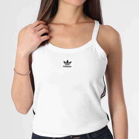 Adidas Originals - Camiseta de tirantes de mujer 3 rayas IR6914 Blanca