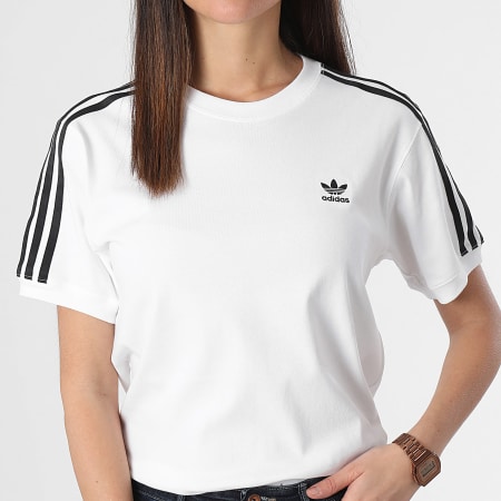 Adidas Originals - Camiseta 3 Rayas Mujer IR8051 Blanca