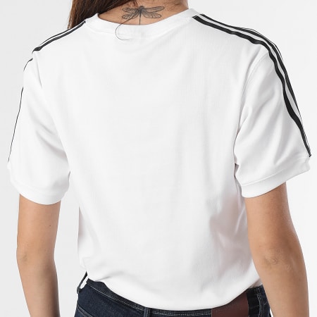 Adidas Originals - Tee Shirt A Bandes Femme 3 Stripes IR8051 Blanc
