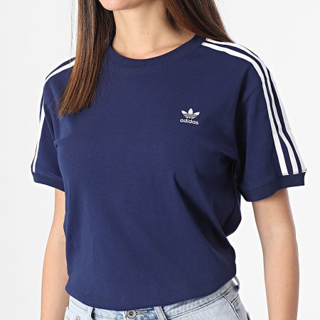 Adidas Originals - Tee Shirt A Bandes Femme 3 Stripes IR8053 Bleu Marine