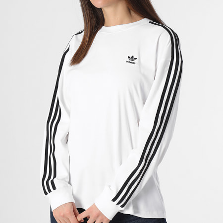 Adidas Originals - Camiseta 3 Rayas Manga Larga Mujer IR8060 Blanca