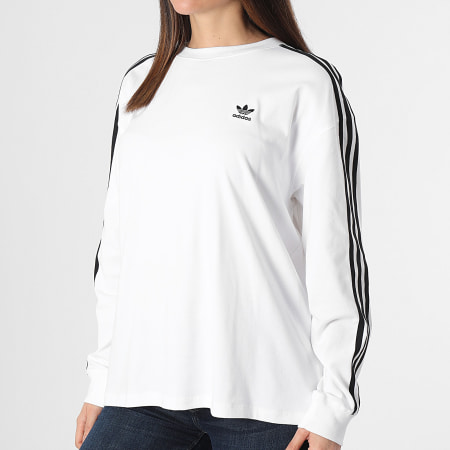 Adidas Originals - Camiseta 3 Rayas Manga Larga Mujer IR8060 Blanca