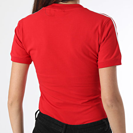 Adidas Originals - Camiseta de mujer 3 rayas cuello pico IR8116 Rojo