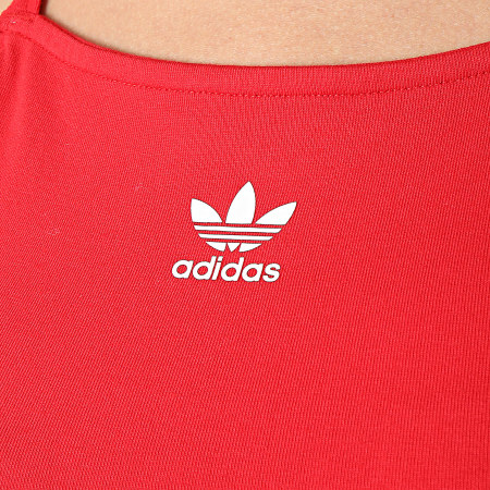 Adidas Originals - Vestido de tirantes de 3 rayas para mujer IR8128 Rojo