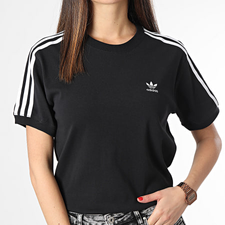 Adidas Originals - Tee Shirt A Bandes Femme 3 Stripes IU2420 Noir