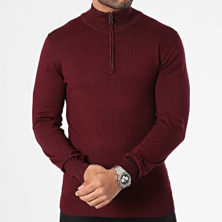 Frilivin - Bordeaux Zip Neck Sweater - Ryses