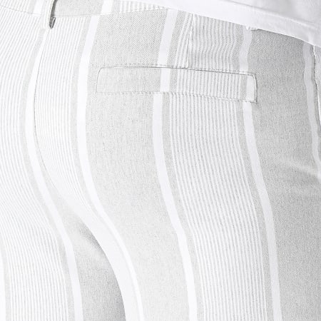 Frilivin - Pantalon A Rayures Skinny Gris Chiné Blanc