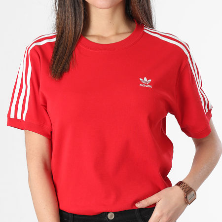 Adidas Originals - Camiseta 3 Rayas Mujer IR8050 Rojo