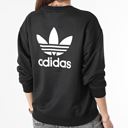 Adidas Originals - Sudadera con cuello redondo y trébol de mujer IU2410 Negro