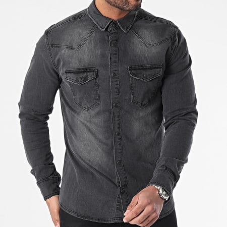 Armita - Camicia di jeans a maniche lunghe JCH908 Grigio